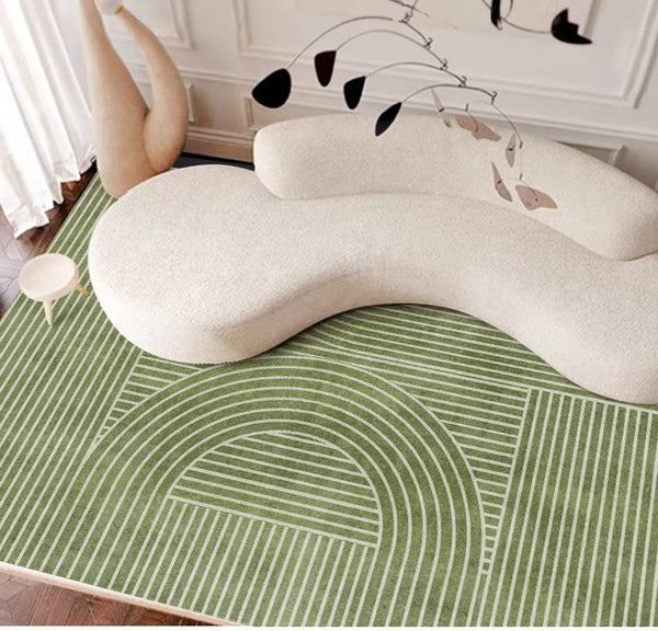 Modern Living Room Rugs, Green Thick Soft Modern Rugs for Living Room, Dining Room Modern Rugs, Contemporary Rugs for Bedroom-HomePaintingDecor