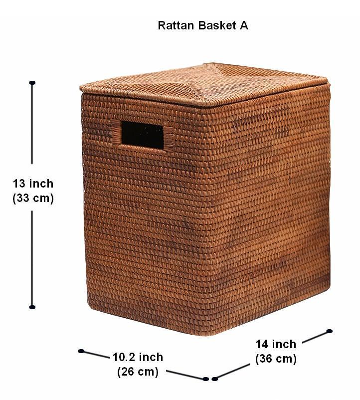 Large Storage Baskets for Bathroom, Round Storage Baskets with Handle, Rattan Storage Baskets, Laundry Storage Baskets, Storage Baskets for Clothes-HomePaintingDecor