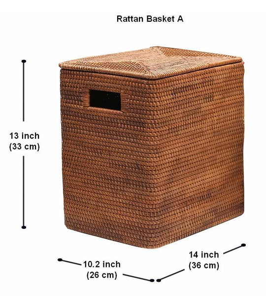 Large Storage Baskets for Bathroom, Round Storage Baskets with Handle, Rattan Storage Baskets, Laundry Storage Baskets, Storage Baskets for Clothes-HomePaintingDecor