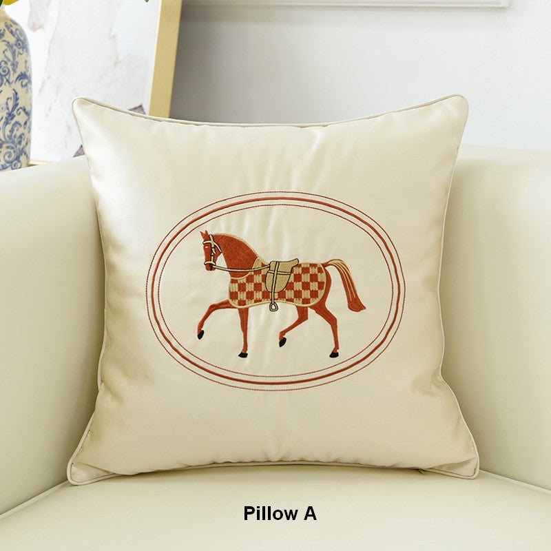 Decorative Throw Pillows for Couch, Modern Sofa Decorative Pillows, Embroider Horse Pillow Covers, Horse Modern Decorative Throw Pillows-HomePaintingDecor