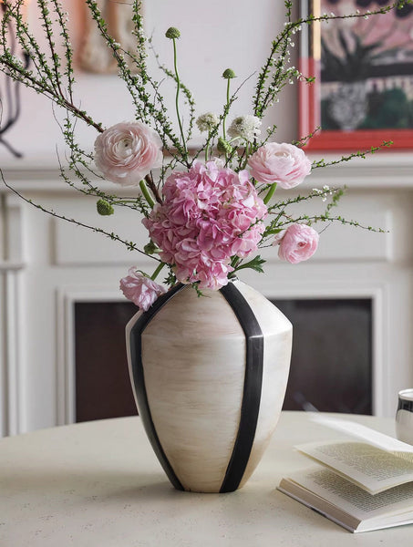 Centerpiece Ceramic Bouquet Vases, Porcelain Vases for Modern Home Decor, Large Contemporary Vases on Dining Table, Handmade Modern Flower Vase-HomePaintingDecor