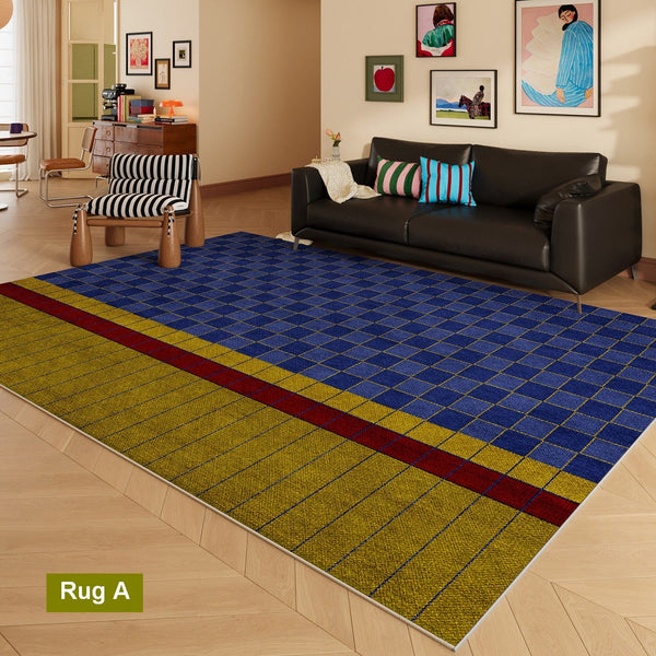 Mid Century Colorful Rugs, Modern Living Room Rug Ideas, Geometric Modern Rugs for Dining Room, Contemporary Abstract Rugs under Coffee Table-HomePaintingDecor