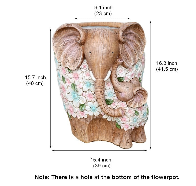Beautiful Elephant Flowerpot, Modern Garden Flower Pot, Unique Animal Statue for Garden Ornaments, Resin Statue for Garden, Villa Outdoor Decor Gardening Ideas-HomePaintingDecor