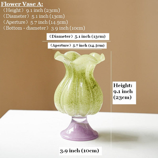 Modern Glass Vase for Flowers, Mid Century Glass Vases, Handmade Modern Vases for Living Room, Unique Decorative Glass Vase, Centerpiece Contemporary Vases on Table-HomePaintingDecor