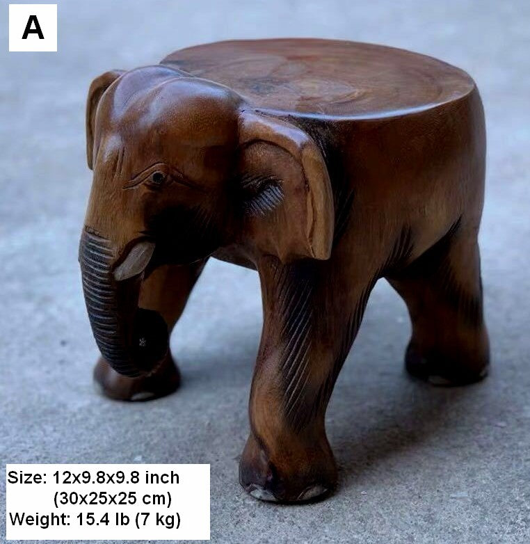 Elephant Wooden Stool, Elephant Sofa Stool, Dining Table Stool, Handmade Solid Wood low Stool, Creative Shoe-changing Stool-HomePaintingDecor