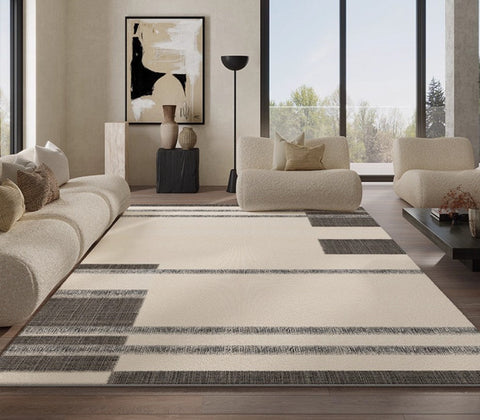 Abstract Area Rugs for Living Room, Geometric Contemporary Modern Rugs Next to Bed, Modern Carpets for Office, Modern Soft Rugs under Dining Room Table-HomePaintingDecor