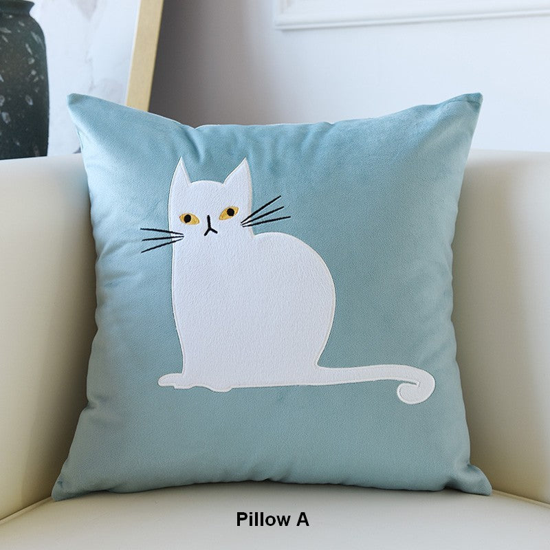 Modern Sofa Decorative Pillows, Cat Decorative Throw Pillows for Couch, Lovely Cat Pillow Covers for Kid's Room, Modern Decorative Throw Pillows-HomePaintingDecor