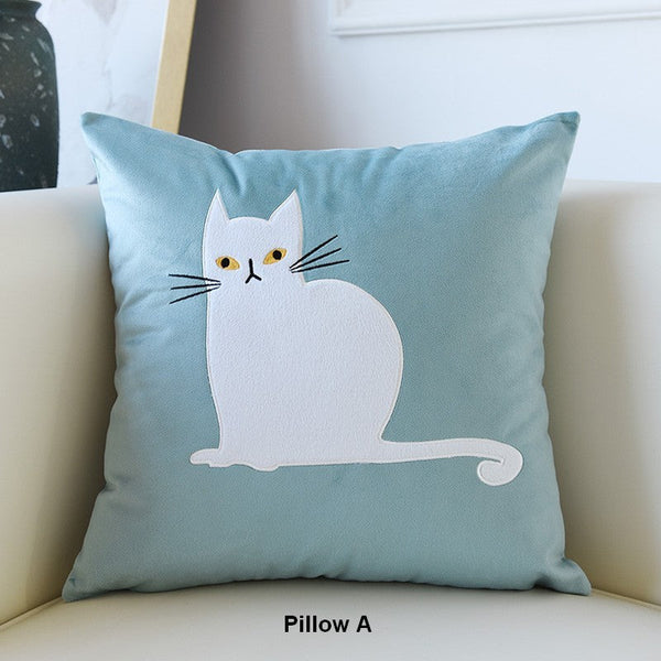 Modern Sofa Decorative Pillows, Cat Decorative Throw Pillows for Couch, Lovely Cat Pillow Covers for Kid's Room, Modern Decorative Throw Pillows-HomePaintingDecor