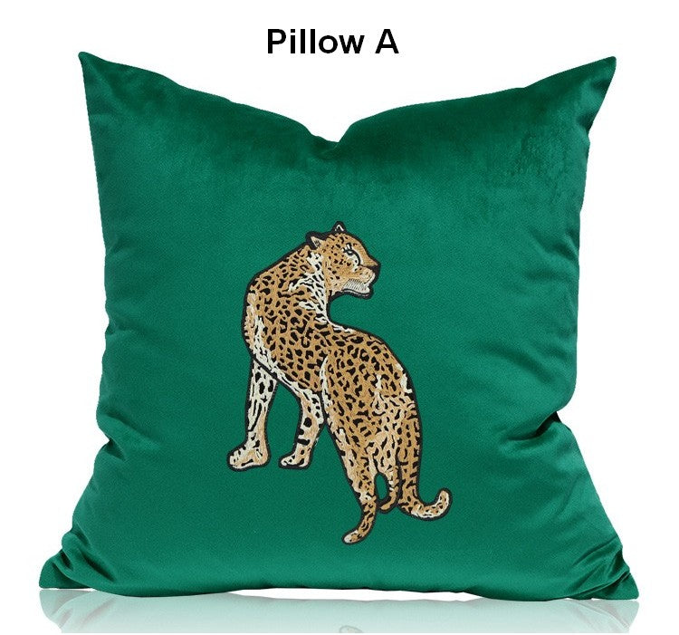 Modern Sofa Pillows, Green Decorative Pillows for Living Room, Contemporary Throw Pillows, Cheetah Decorative Cushion-HomePaintingDecor