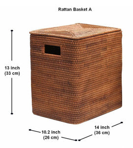 Large Rattan Storage Baskets, Storage Baskets for Bathroom, Rectangular Storage Baskets, Storage Basket with Lid, Storage Baskets for Clothes-HomePaintingDecor