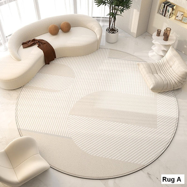 Abstract Modern Area Rugs for Bedroom, Circular Modern Rugs under Chairs, Geometric Round Rugs for Dining Room, Contemporary Modern Rug for Living Room-HomePaintingDecor