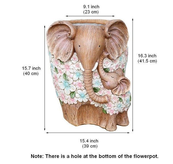 Unique Animal Statue for Garden Ornaments, Beautiful Elephant Flowerpot, Modern Garden Flower Pot, Resin Statue for Garden, Villa Outdoor Decor Gardening Ideas-HomePaintingDecor