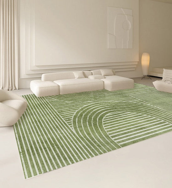 Dining Room Modern Rugs, Modern Living Room Rugs, Green Thick Soft Modern Rugs for Living Room, Contemporary Rugs for Bedroom-HomePaintingDecor