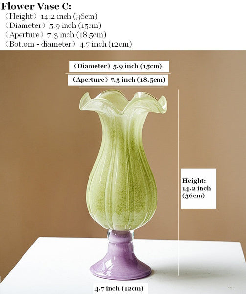 Centerpiece Contemporary Vases on Table, Modern Glass Vase for Flowers, Mid Century Glass Vases, Handmade Modern Vases for Living Room, Unique Decorative Glass Vase-HomePaintingDecor