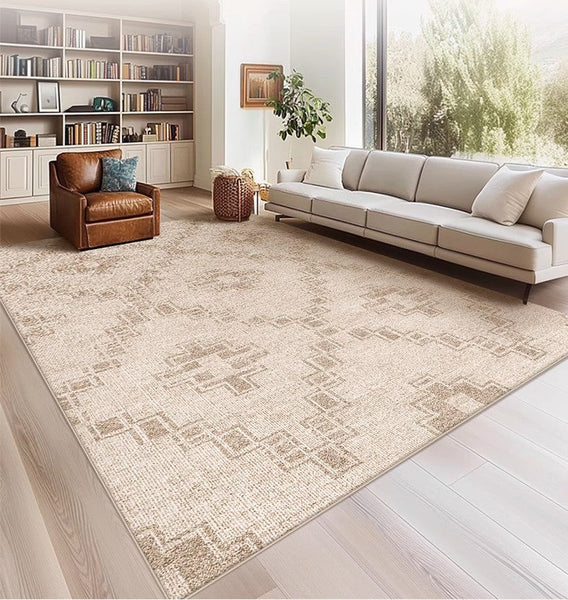 Contemporary Abstract Rugs under Dining Room Table, Modern Geometric Carpets for Bedroom, Modern Living Room Rug Placement Ideas-HomePaintingDecor