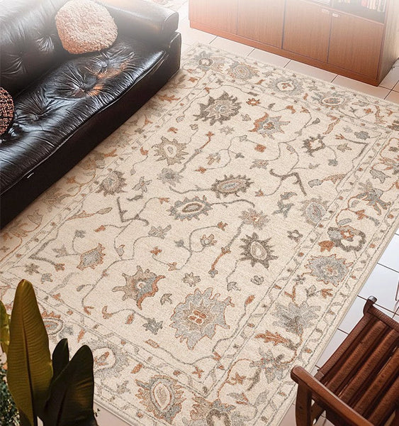 Flower Pattern Modern Rugs for Farmhouse, Bedroom Modern Rugs, Modern Rugs for Dining Room, Modern Rugs for Living Room-HomePaintingDecor
