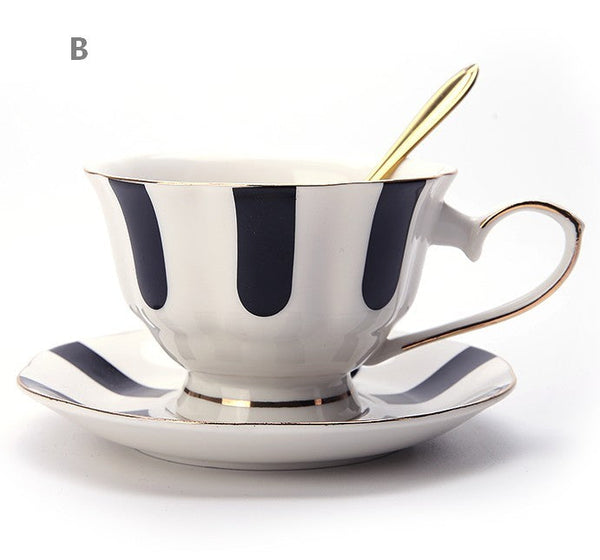 Unique Porcelain Cup and Saucer, Creative Ceramic Coffee Cups, Beautiful British Tea Cups, Creative Porcelain Tea Cup Set-HomePaintingDecor