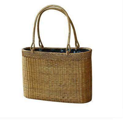 Indonesia Handmade Rattan Handbag, Woven Rattan Handbag, Natural Fiber Handbag, Small Rustic Handbag for Outdoor-HomePaintingDecor