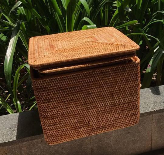 Large Woven Storage Baskets, Rectangular Storage Basket with Lid, Rattan Storage Baskets, Storage Baskets for Living Room, Storage Basket for Bedroom-HomePaintingDecor