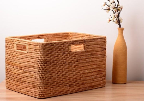 Storage Baskets for Bedroom, Large Laundry Storage Basket for Clothes, Rectangular Storage Basket, Rattan Baskets, Storage Baskets for Shelves-HomePaintingDecor