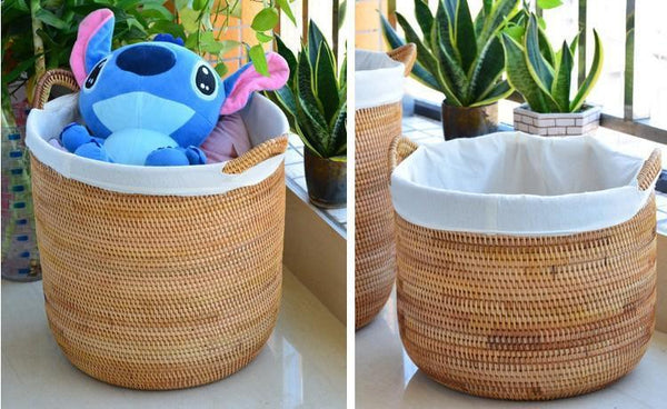 Extra Large Rattan Storage Baskets, Oversized Laundry Storage Baskets, Round Storage Baskets, Storage Baskets for Clothes, Storage Baskets for Bathroom-HomePaintingDecor
