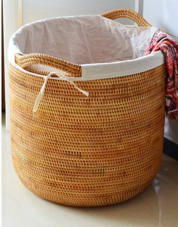 Extra Large Rattan Storage Baskets, Oversized Laundry Storage Baskets, Round Storage Baskets, Storage Baskets for Clothes, Storage Baskets for Bathroom-HomePaintingDecor