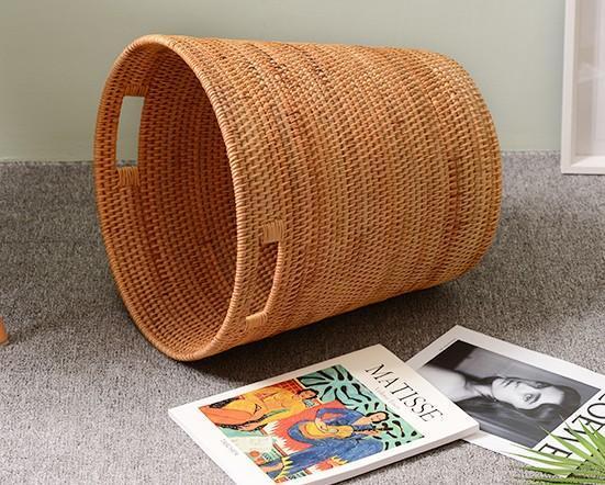 Storage Basket for Bathroom, Large Rattan Storage Basket, Laundry Round Storage Basket, Woven Storage Baskets-HomePaintingDecor