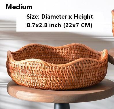 Woven Round Storage Basket, Rattan Storage Basket, Fruit Basket, Storage Baskets for Kitchen-HomePaintingDecor