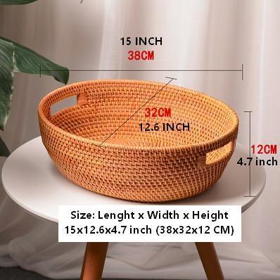 Large Rattan Storage Basket, Round Storage Basket for Pantry, Storage Baskets for Kitchen, Woven Storage Basket-HomePaintingDecor