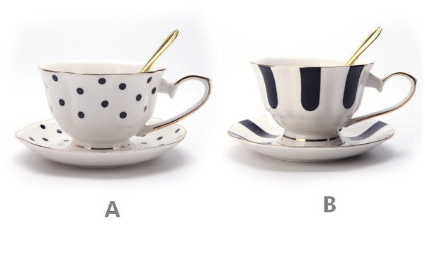 Elegant Ceramic Coffee Cups, Beautiful British Tea Cups, Unique Porcelain Cup and Saucer, Creative Bone China Porcelain Tea Cup Set-HomePaintingDecor