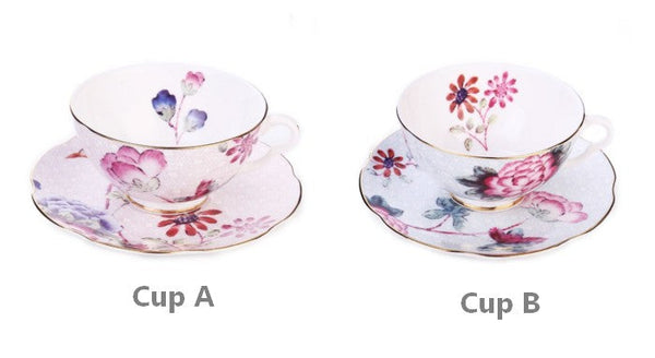 Elegant Ceramic Coffee Cups, Creative Porcelain Tea Cup Saucer Set, Unique Porcelain Cup and Saucer, Beautiful British Flower Tea Cups-HomePaintingDecor