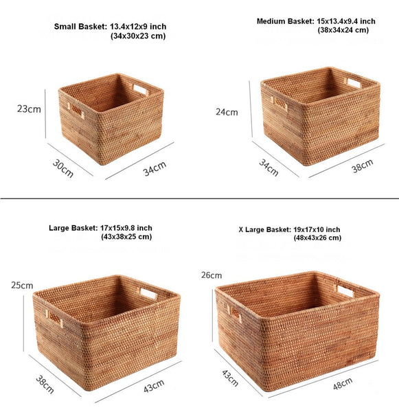 Extra Large Woven Baskets for Living Room, Storage Baskets for Clothes, Storage Baskets for Kitchen, Rectangular Storage Basket for Bedroom, Storage Baskets for Shelves-HomePaintingDecor
