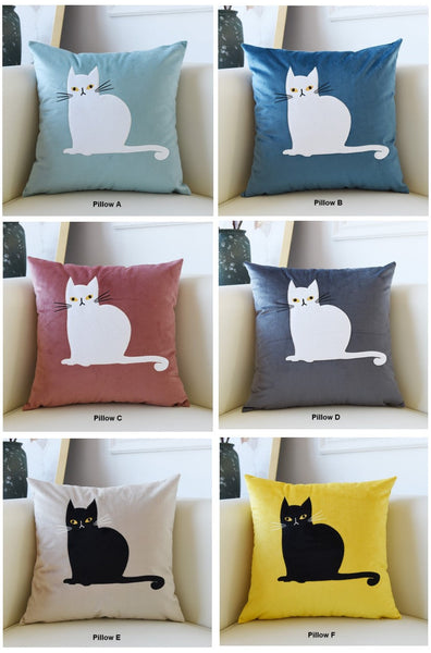 Modern Sofa Decorative Pillows, Cat Decorative Throw Pillows for Couch, Lovely Cat Pillow Covers for Kid's Room, Modern Decorative Throw Pillows-HomePaintingDecor