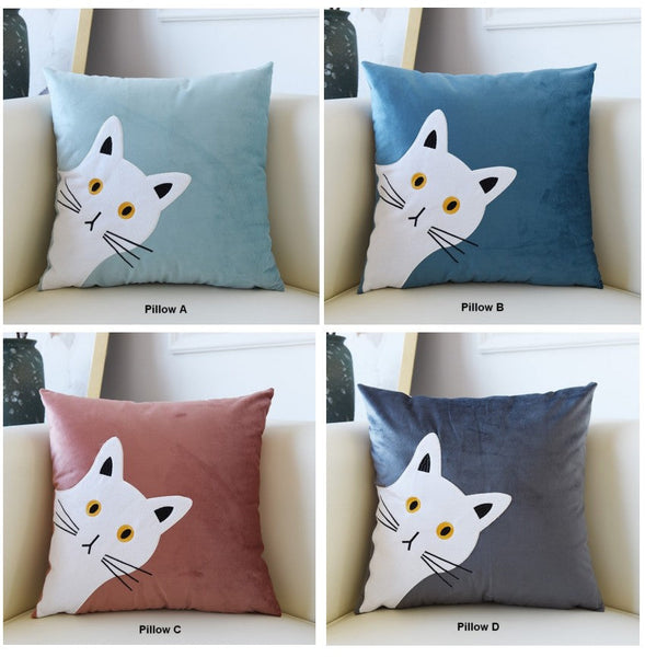 Modern Sofa Decorative Pillows, Lovely Cat Pillow Covers for Kid's Room, Cat Decorative Throw Pillows for Couch, Modern Decorative Throw Pillows-HomePaintingDecor