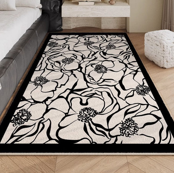 Flower Pattern Contemporary Modern Rugs, Modern Rugs for Living Room, Abstract Contemporary Rugs Next to Bed, Modern Rugs for Dining Room-HomePaintingDecor