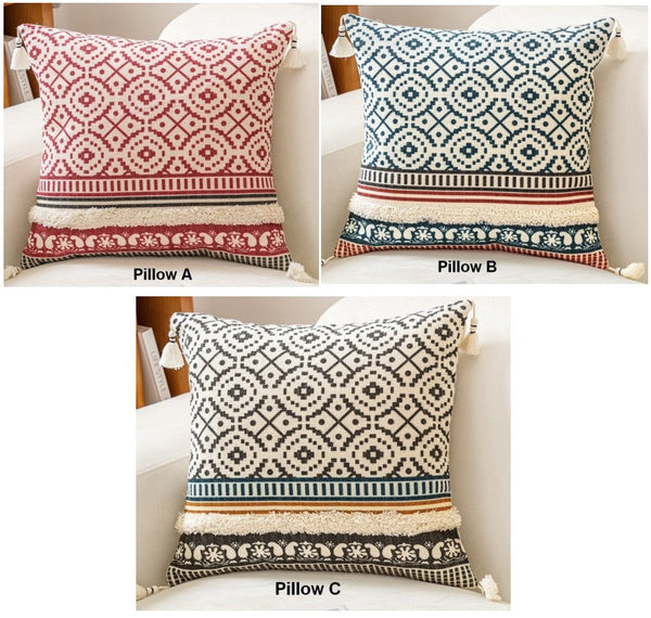 Modern Square Pillows for Couch, Contemporary Pillow Covers, Oriental Decorative Throw Pillows for Bedroom, Bohemian Decorative Sofa Pillows-HomePaintingDecor