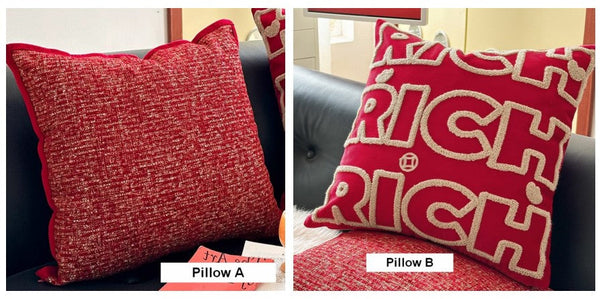 Modern Decorative Pillows for Interior Design, Contemporary Modern Sofa Pillow Covers, Red Square Modern Throw Pillows for Couch-HomePaintingDecor