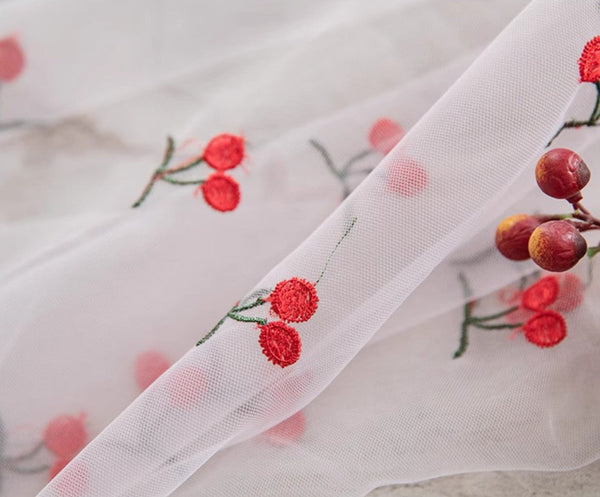Extra Large Rectangular Tablecloth for Oval Table, Rectangular Table Covers for Coffee Table, Cherry Lace Tablecloths, Lace Embroidered Table Covers-HomePaintingDecor