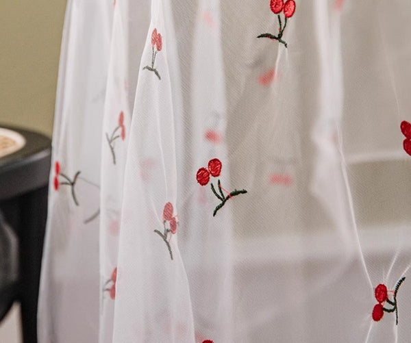 Extra Large Rectangular Tablecloth for Oval Table, Rectangular Table Covers for Coffee Table, Cherry Lace Tablecloths, Lace Embroidered Table Covers-HomePaintingDecor