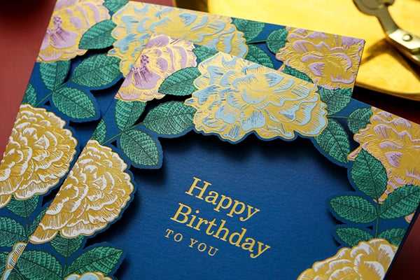Blue Flower Greeting Cards, Beautiful Greeting Cards to Friends, Creative Birthday Greeting Card, Original Handmade Greeting Cards-HomePaintingDecor