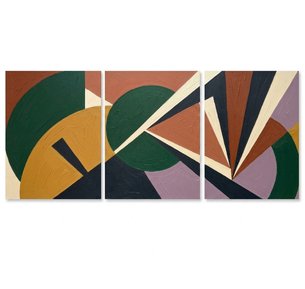 Modern Paintings for Mid Century Living Room, Multi Panel Canvas Paintings, Geometric Abstract Art-HomePaintingDecor