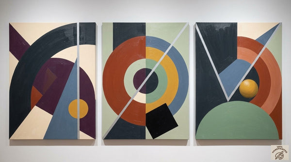 Large Group Paintings for Living Room, Multi Panel Canvas Artwork, Geometric Modern Paintings, Original Abstract Art-HomePaintingDecor