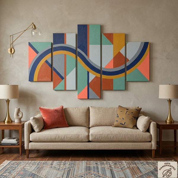 Modern Wall Art Paintings, Colorful Abstract Paintings, Hand Painted Acrylic Art, Geometric Canvas Art-HomePaintingDecor