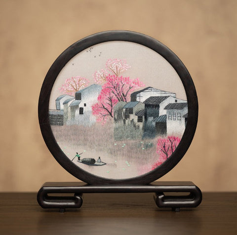 Traditional Chinese Suzhou Embroidery Ornament, Premium Souvenir, Exclusive Business Present Panda Embroidered Decor, Unique Birthday Gift-HomePaintingDecor
