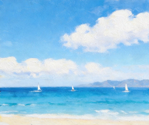 Hand Painted Canvas Art, Original Seascape Paintings, Impressions of a Sunny Seaside Day, Original Oil Paintings, Buy Small Artwork Online, Small Canvas Wall Art Paintings
