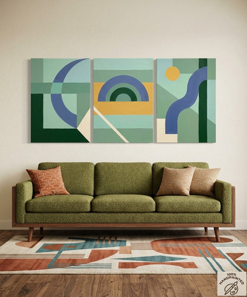 Large Group Paintings for Living Room, Multi Panel Canvas Artwork, Geometric Modern Paintings, Original Abstract Art-HomePaintingDecor