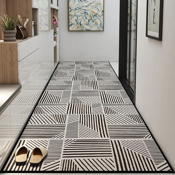 Geometric Modern Long Hallway Runners, Long Hallway Runners, Non Slip Entryway Runner Rug Ideas, Contepmorary Runner Rugs, Extra Long Narrow Runner Rugs-HomePaintingDecor
