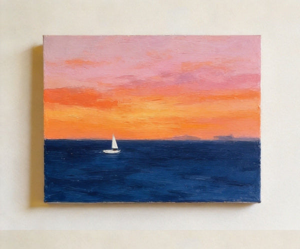 Quiet Evening Seaview, Hand Painted Canvas Art, Small Canvas Artwork, Original Seascape Paintings, Original Oil Paintings, Buy Small Paintings Online-HomePaintingDecor