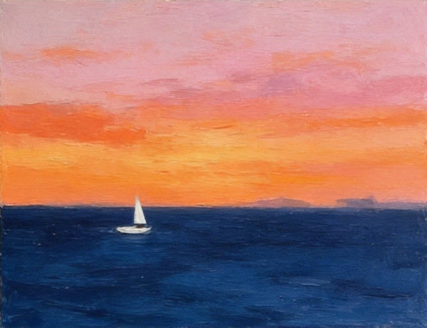 Quiet Evening Seaview, Hand Painted Canvas Art, Small Canvas Artwork, Original Seascape Paintings, Original Oil Paintings, Buy Small Paintings Online-HomePaintingDecor