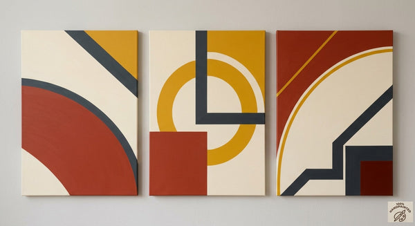 Multi Panel Group Paintings for Bedroom, Large Canvas Artwork, Geometric Modern Paintings, Original Abstract Art-HomePaintingDecor
